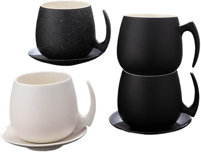 Modern simple black and white ceramic coffee cup set, high temperature immune - Image 2