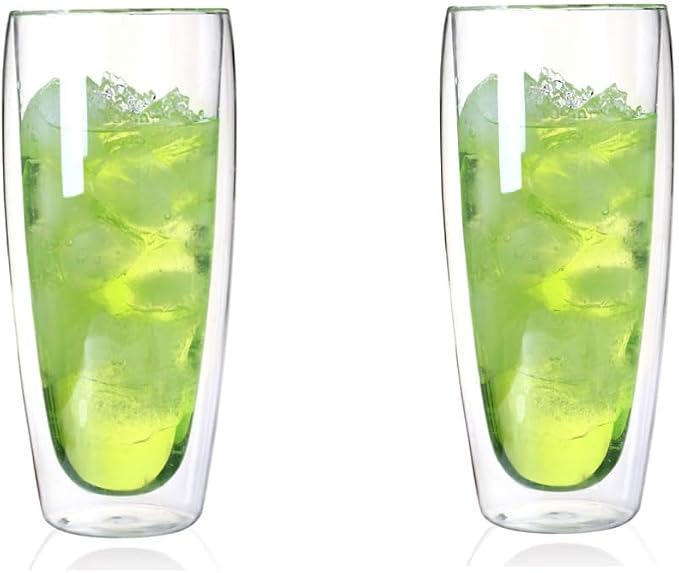 Asng Glass Coffee Mugs, Double Wall Insulated Thermal Cups Drinking Glasses by Asng