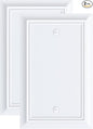 2-Pack Single Blank Wall Plate, Durable Natural Bamboo Fiber Wall Plate Cover,Pure White 1 Gang Wall Plate for Unused Outlets/Switches, Corrosion Resistant
