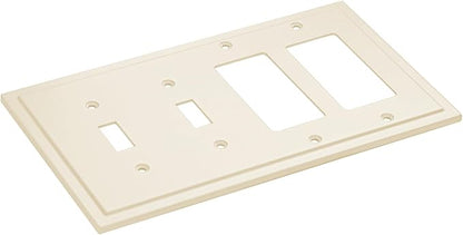 Henne Bery Modern Edge Decorative Wall Plate Switch Plate Outlet Cover, Durable Solid Zinc Alloy (Double Toggle/Double Decorator, Light Almond)