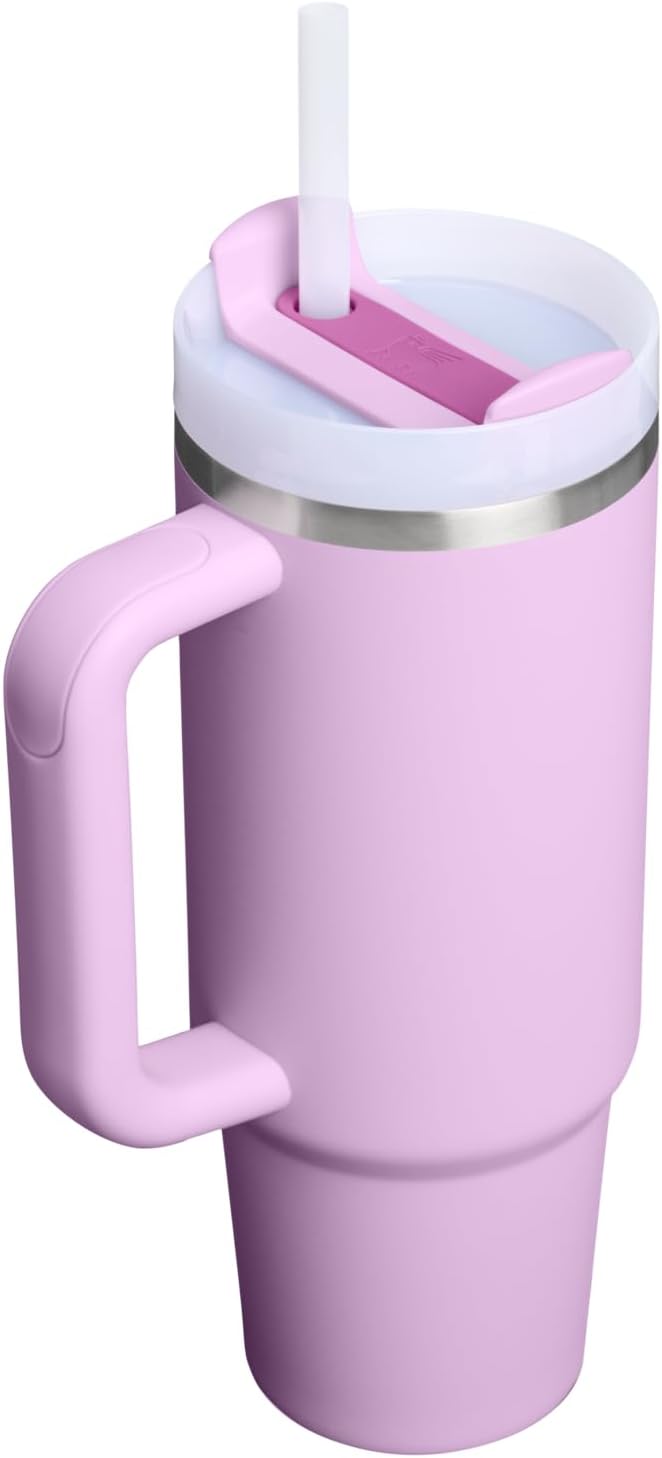 STANLEY Quencher H2.0 Flow State Tumbler, 30 oz, Soft Orchid | Handle and Straw - Image 3