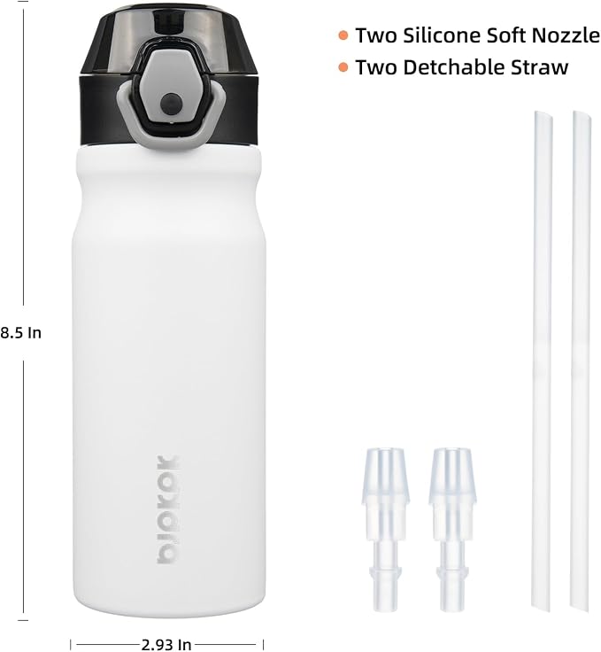 BJPKPK 18 oz Water Bottle with Straw & Handle, Insulated Stainless Flask | Leak - Image 4