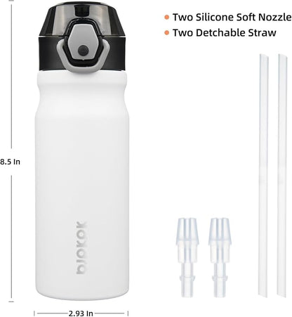 BJPKPK 18 oz Water Bottle with Straw & Handle, Insulated Stainless Flask | Leak - Image 4