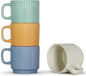 Stackable Coffee Mugs Set of 4, 7 OZ Ceramics Espresso Cups by SHOWFULL