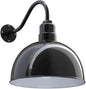 Steel Lighting Co. Hollywood Bowl Light | Outdoor Wall Mounted | 15 inch Bowl Dome | 16 inch Gooseneck | Barn Light Made in America | Black Exterior/White Interior