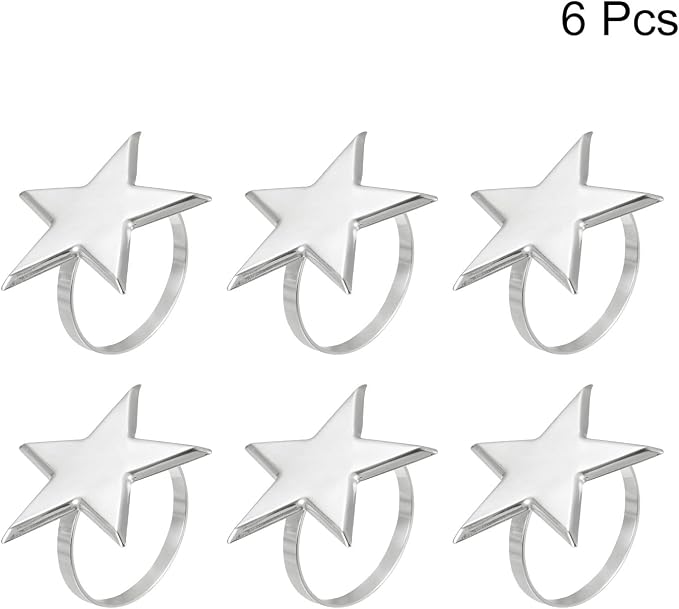 uxcell Metal Napkin Rings Set of 6, Star Napkin Ring Holder Buckle - Image 3