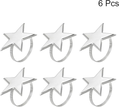 uxcell Metal Napkin Rings Set of 6, Star Napkin Ring Holder Buckle - Image 3