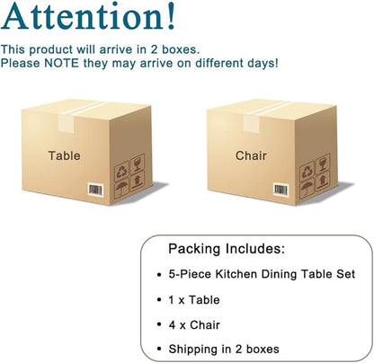 Modern 55'' Grey Wood Dining Table Set - Kitchen Table and Chairs Set of 4, Ideal for Dining Room