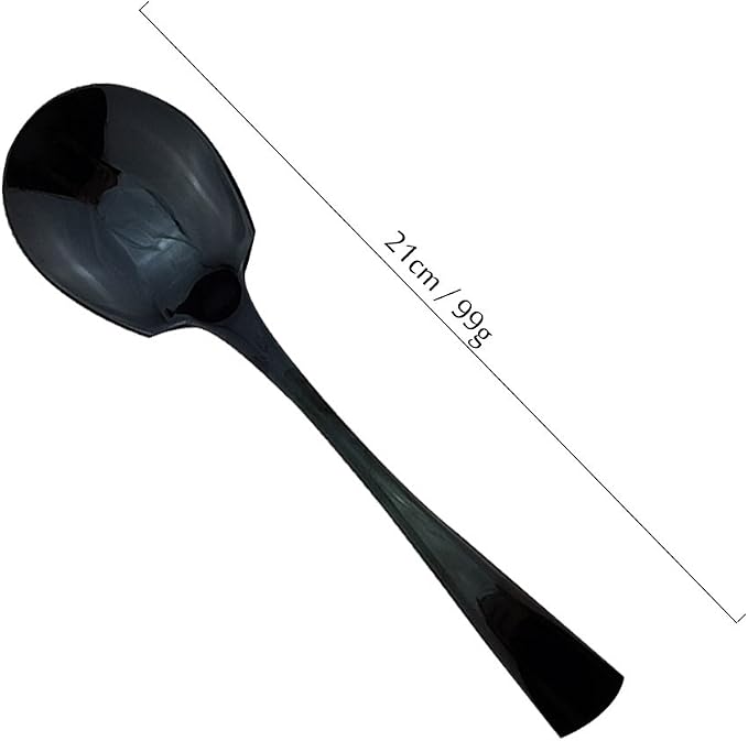 JASHII 18/10 Stainless Steel Mirror Polished Black 2 Pcs Spoon & 2 Pcs Fork - Image 2