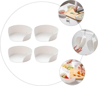 ARTIBETTER Japanese Style Stackable Food Serving Plates 4pcs Set, Large Mouth-open Prep and Hot Pot Tray for Vegetable and Fruit Serving, Dining Tableware for Family Meals