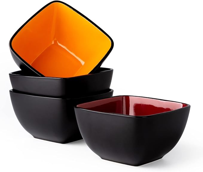 AmorArc 32oz Square Cereal Soup Bowls, Stoneware Bowls Set of 4 - Image 7