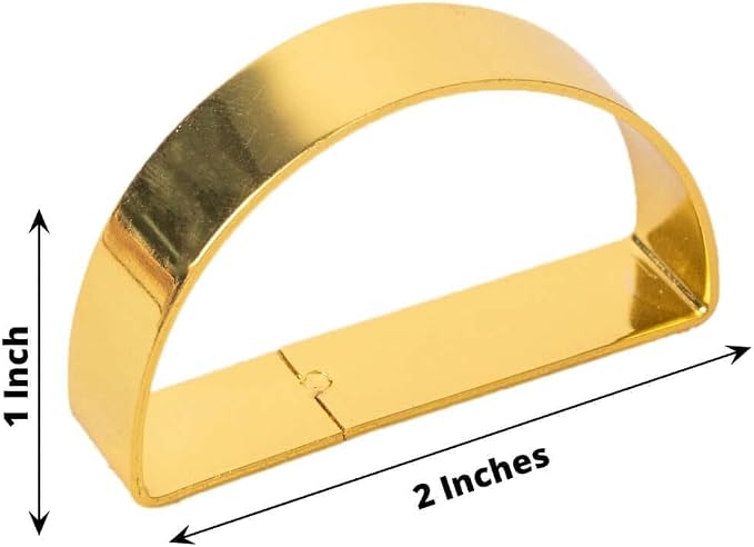 Efavormart 4 Pack | 2" Shiny Gold Metal Semicircle Napkin Rings, D-Shaped - Image 3