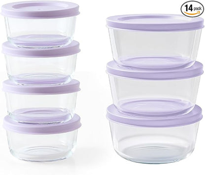 14-Piece Glass Food Storage Containers Set | 1-Cup & 2-Cup, Leakproof | by DuraLiving