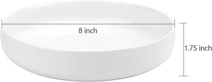 Foraineam 8 Inch Porcelain Round Salad Pasta Bowl Set 22 Ounce Deep Soup Plates - Image 3