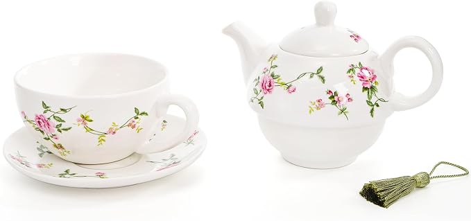 Coloch Tea for One Set, Porcelain Teapot Cup and Saucer Set - Image 5