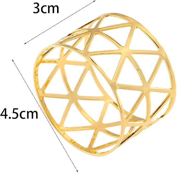 14K Gold Napkin Rings Set of 12, Metal Napkins Rings Holder Buckles - Image 7