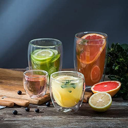 Asng Glass Coffee Mugs, Double Wall Insulated Thermal Cups Drinking Glasses - Image 5