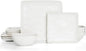 Famiware Dinnerware Sets for 4, Ocean Square 12-Piece Kitchen Plates and Bowls Sets, Microwave and Dishwasher Safe, Scratch Resistant, Matte White