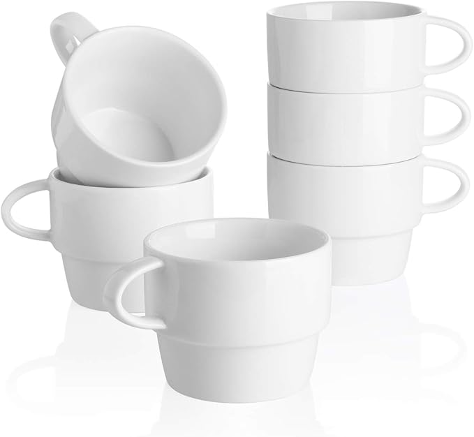 Sweese Porcelain Espresso Cups Set of 6, stackable cups, by Sweese