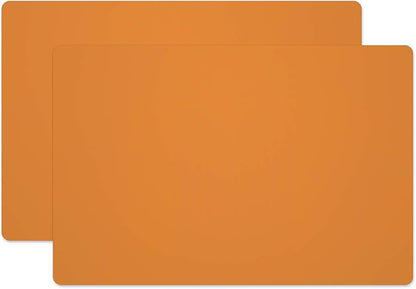 Silicone Placemats, Food-Grade Non-Slip Waterproof, Dining, Stain Resistant, Countertop Protector, Kitchen Counter Mat, Heat Resistant, Baking mat Dishwasher Safe (23.6"×15.7"-2pack, Orange)