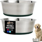 GORILLA GRIP Set of 2 Dog Bowls, Holds 6 Cups (48 fl oz), Heavy Duty Metal Food and Water Bowl for Feeding Dogs and Cats, Dishwasher Safe, Rust Resistant Stainless Steel, BPA Free Rubber Base, Green