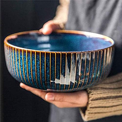 CSYY Salad Bowl 66 Oz, Porcelain Round Serving Bowl Blue Decorative Bowl - Image 4