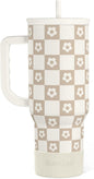 SANDJEST Checker Tumbler with Handle and Straw 40oz – Stainless Sleel Slider by SANDJEST