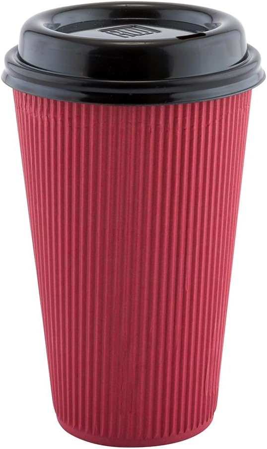 Restaurantware Ripple Wall Coffee Cups 500 Count 16 Ounce Insulated Crimson - Image 14