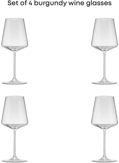 JoyJolt Sidney Burgundy Wine Glasses Set of 4 | 22.5 oz Stemmed Large Red Wine Glasses | Modern Home Bar Glass Set (Clear) | Premium Crystal Stemware Made in Europe