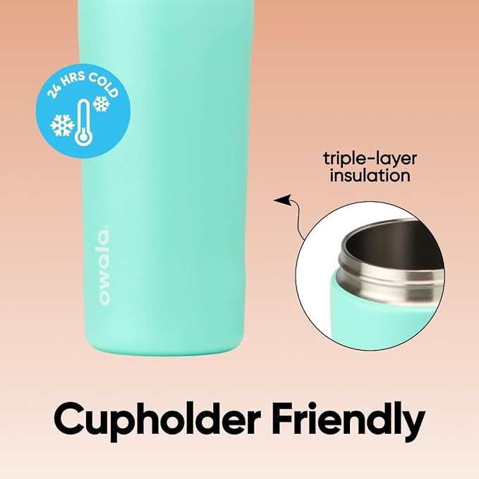 Owala FreeSip Kids Stainless Steel Water Bottle 16 oz Mint Chocolate - Image 4