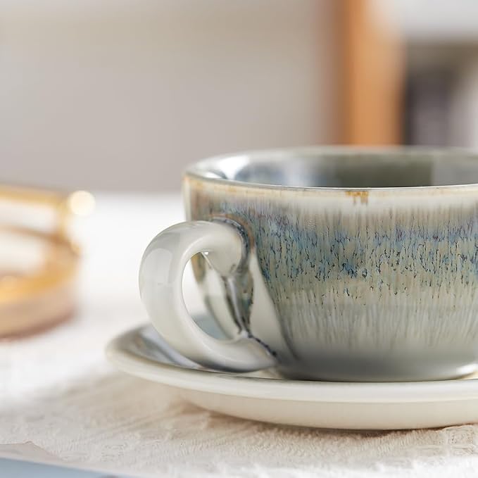 Coffeezone Vintage Design 12 oz Ceramic Latte Art Cappuccino Barista Cup - Image 3
