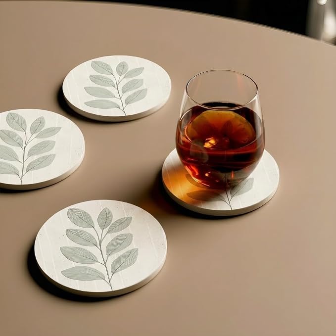 VEYRO Ceramic Coasters Set of 6 or 4 – Absorbent Stone Drink Coasters - Image 4