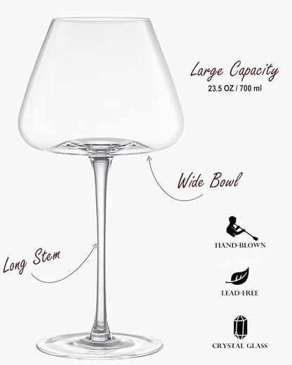 Hand-Blown 23.5OZ Crystal Wine Glasses Set of 4 - Image 6
