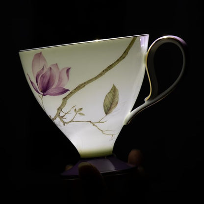 KAMMAK Ceramic Coffee Cups Saucers Set of 2, Porcelain Espresso Cups - Image 5