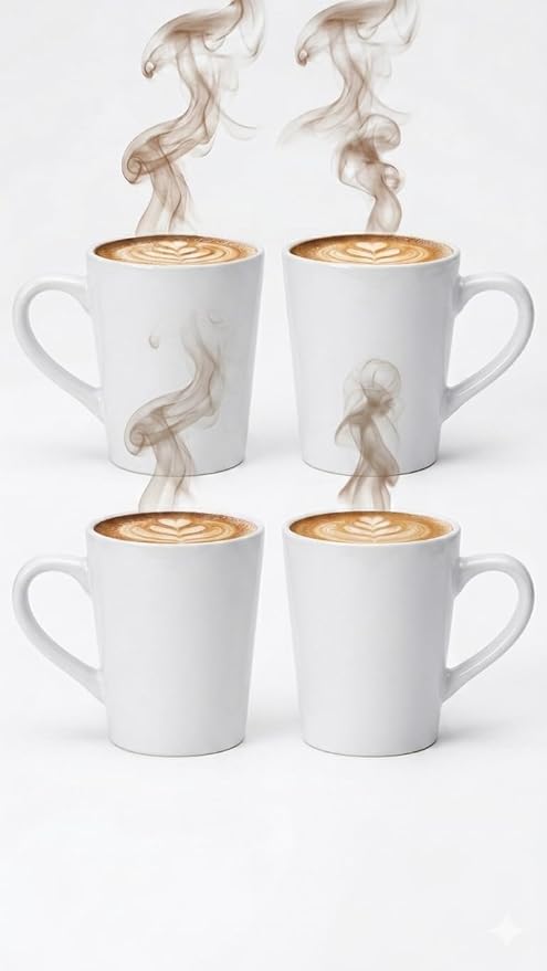 Minimalist White Ceramic Coffee Mug Set - Image 4