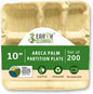 Areca Palm Leaf 10-Inch Square Compartment Plates (200 Count) – 100% Compostable, Biodegradable Like Bamboo Plates | Eco-Friendly Disposable Dinnerware | Microwave & Oven Safe