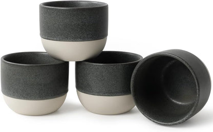 4oz Espresso Cups Set of 4, Ceramic Demitasse Coffee Cups by KERMANDO