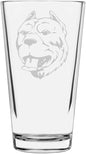 American Pit Bull Terrier (APBT) Dog Themed Etched All Purpose 16oz Pint Glass