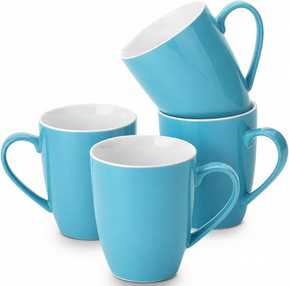 BTaT- Porcelain Coffee Mugs Set, 16 Ounces, 4 Pack, Turquoise Ceramic Coffee by BrewToATea