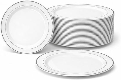 OCCASIONS 40 Pack Fancy Silver Plastic Plates Disposable by OCCASIONSFINESTPLASTICTABLEWARE