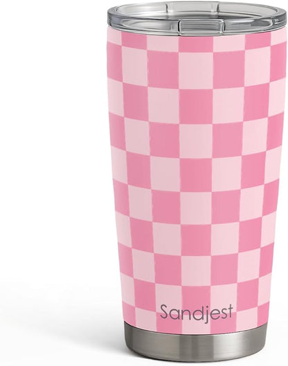 SANDJEST Checkered Tumbler 20oz Stainless Steel Insulated, Checker Travel by SANDJEST