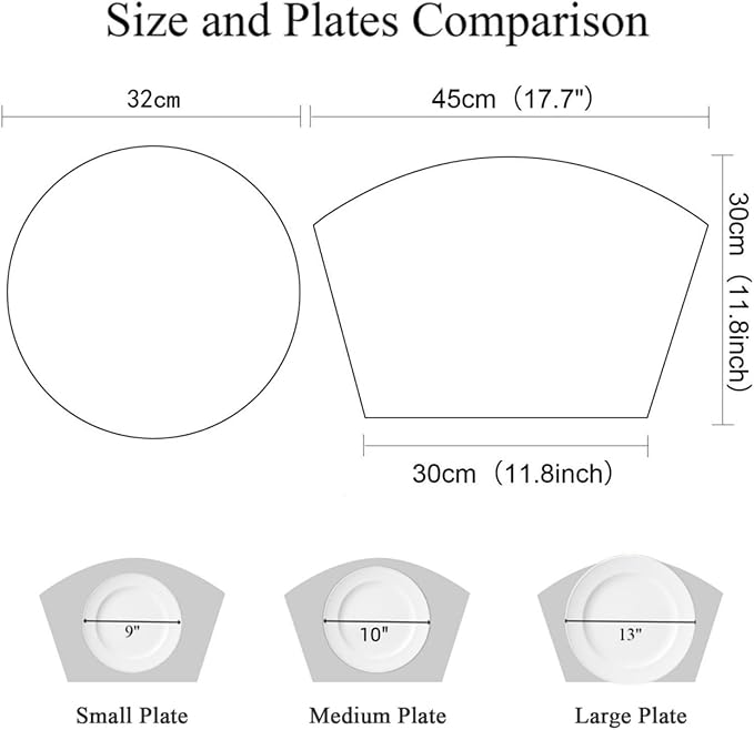 SHACOS Small Round Table Placemats Set of 5 Woven Vinyl Wedge Placemats with Centerpiece Round Table Mats Heat Resistant Wipe Clean (5, Teal Blue)