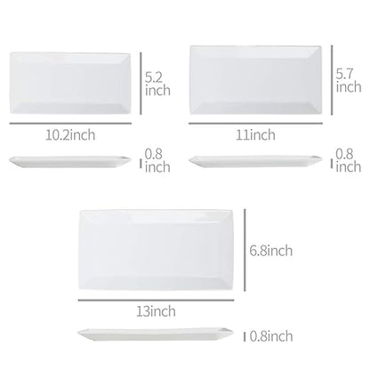 Amazon Basics 3-Piece Porcelain, Party Platter Appetizer, Dinner, Dessert Set, 12.75 inch, 11 inch, 10 inch, White