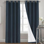 PrinceDeco Navy Blue 100% Blackout Linen Curtains 90 Inch Long, Thick Faux Linen Fabric Room Darkening Curtains & Drapes for Bedroom/Living Room Thermal Insulated with White Liner,52 x 90 Inch