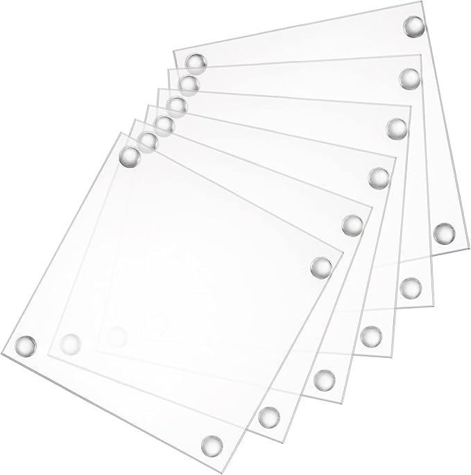 Set of 6 Square Glass Drink Coasters, 3.5"x3.5" Crystal Coasters - Image 3