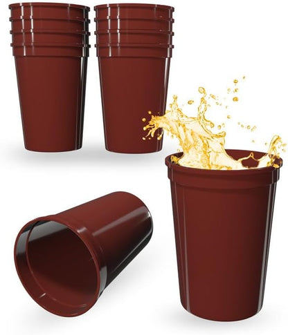 PartyPrints 10 Pack Small 10 to 12 oz Maroon Reusable Blank Plastic Cups by PartyPrints