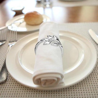 30 Pcs Gold Leaf Napkin Rings Set, Metal Napkin Ring Holders Buckles - Image 7