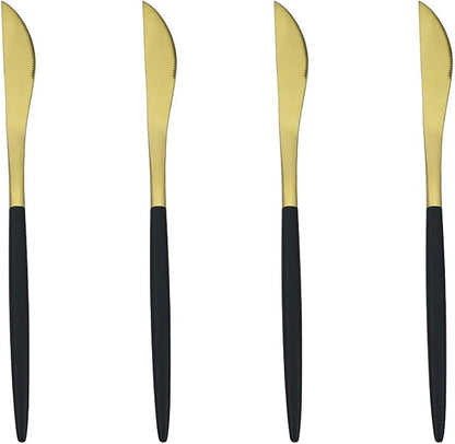 Black Gold Flatware, Royal 4 Piece Matte Black Handle 18/10 Stainless Steel by Unknown