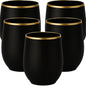 40 Pack Disposable Plastic Wine Glasses 12 oz Black Gold Rim Matte Cups | by Oojami