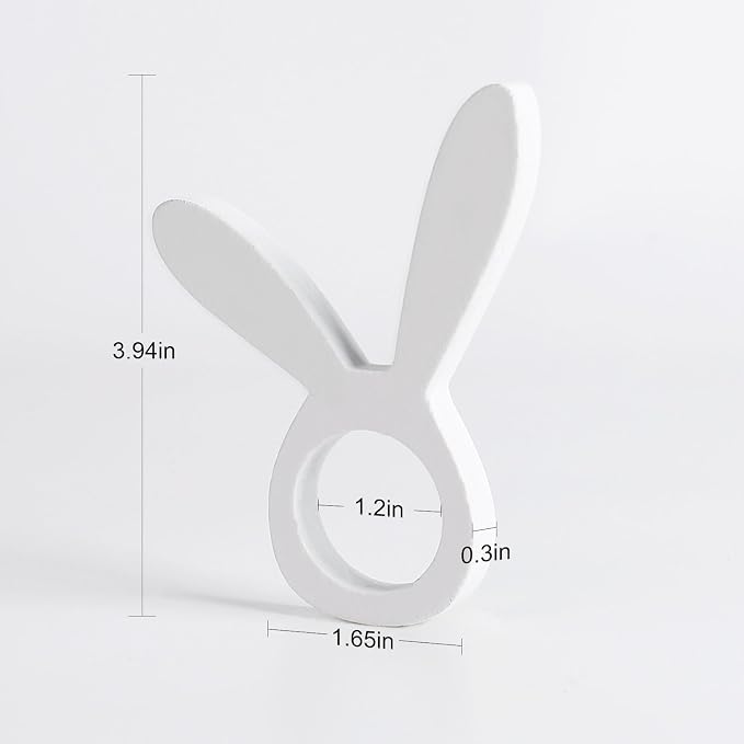 Easter Napkin Rings Set of 8, Wooden Bunny Napkin Ring, Handmade White Rabbit - Image 6